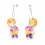 Diamond Sky Jewelry Sidabriniai auskarai moterims DiamondSky &bdquo;Orchid (Golden Shadow / Iris)&ldquo; su Swarovski kristalais