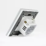 Paprastas laiptinis jungiklis ir kryžminis jungiklis su jutikliniu valdymu PNI CS101W, pagamintas i&scaron; stiklo, baltas su LED indikatoriumi, 800W