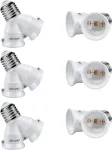 Dicuno e27 lempos lizdo skirstytuvas adapteris 2-in-1, e27 lizdo skirstytuvas, skirtas led lempai, lemputei, halogeninei lempai, lempos pagrindo keitiklis, 6 vnt.