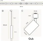 Pakabinamas &scaron;viestuvas Qub - Focus Iii bėginis ap&scaron;vietimas 3 prožektoriai ir 2 pakabinami &scaron;viestuvai juodas - 300 cm - i formos
