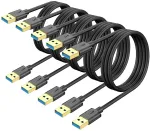 Sunguy usb 3.0 kabelis, 5 vnt., 1 m usb a&ndash;usb a kabelis, duomenų perdavimo sparta iki 5 gbps, a tipo ki&scaron;tukas&ndash;a tipo ki&scaron;tukas kabelis, suderinamas su spausdintuvais, modemais, standžiaisiais diskais, monitoriumi, kamera, wacom