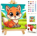 Skaičių paveikslas gyvūnas vaikams gyvūnų pie&scaron;imas pagal skaičius dekoravimui ir dovanoms su rėmu ir molbertu (20x20cm)