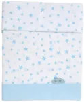Ti Tin 3 dalių antklodės užvalkalų komplektas lovytei, 60 x 120 cm, antklodės užvalkalas + paklodė su guma + pagalvės užvalkalas, 100% medvilnės poplinas lovytei, žvaigždučių motyvas, mėlynas