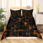 Homemissing oranžinės ir juodos spalvos patalynės komplektas 135 x 200 cm vaiki&scaron;kas &scaron;viesus geometrinis antklodės užvalkalų komplektas berniukams geometrinis patalynės komplektas modernaus stiliaus antklodės užvalkalo dekoras