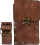 Coolty steampunk stiliaus vintage diržo krep&scaron;ys, gotikinė odinė piniginė ant diržo, mobiliojo telefono dėklas, kelioninis piniginės dėklas, festivalio vakarėlio rekvizitai vyrams ir moterims, ruda, ruda, vieneto dydis, gotikinis