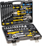 Topex 56 dalių įrankių rinkinys su veržliarakčiais ir atsuktuvais