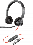 HP Poly Blackwire 3320 laidinės stereo ausinės su USB-C į USB-A adapteriu (8X219AA)