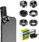 Mobiliojo objektyvo rinkinys APEXEL APL-DG6V2 6 viename universalus (juodas)
