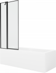 Vonia Mexen Cubik su apdaila ir stiklo sienele, 150x70 cm + 80 cm, Baltas+Juodas frame