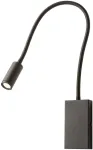 3W LED sieninis &scaron;viestuvas WALLIE, matinės juodos sp., 3000K, su USB jungtimi, 01-2755