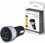 Lādētājs Savio Car Quick Charge Charger LED Diode Juodas