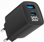 Lādētājs Gembird USB Type-C + USB Type-A LCD Juodas