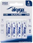 AA (LR6) &scaron;arminė Zn-MnO2 baterija - 1.5V/3050mAh - Akyga AKY2068 - lizdinė plok&scaron;telė - 4 vnt.