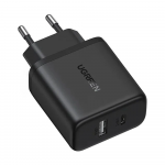 Ugreen X227 20W GaN Laidinis įkroviklis 1x USB-A 1x USB-C - juodos spalvos