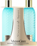 Set Vivian Gray: Gemstone, Jasmine & Patchouli, Soothing, Du&scaron;o želė, For All Skin Types, 300 ml + Gemstone, Jasmine & Patchouli, Hydrating, Losjonas kūnui, 300 ml