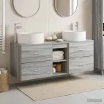 Vonios baldų rinkinys 3 vnt. Pilka Sonoma 49,5 x 44,5 x 65,5 cm