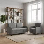 Sofa Sofos komplektas su saugojimu 2 vnt. Tamsiai pilka Poliesteris