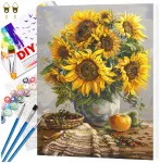Tapyba pagal numerius su rėmu 40 x 50 cm &bdquo;Saulėgrąžos vazone&ldquo; TP38