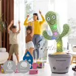 Įkraunamas &scaron;okantis ir kalbantis kaktusas skleidžia muziką ir &scaron;viečia įvairiaspalvėmis LED lemputėmis Cacxi InnovaGoods