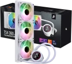 1STPLAYER TS4 360, 360 mm AIO procesoriaus au&scaron;intuvas, ARGB, LED ekranas, baltas