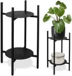 Metalinių augalų stovas SAMIR, juodas, gėlių stovas, 61 cm auk&scaron;čio, moderniam vazonui, geležinis, kambariniams augalams