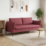3-Vietis Sofa Vyno raudona 222 x 81 x 89 cm Audinys