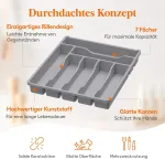 Lifewit įrankių dėklas stalčiams, įrankių organizatorius stalčiuje, virtuvinis kompakti&scaron;kas įrankių dėklas, indų laikiklis stalčiui, pagamintas i&scaron; plastiko &scaron;auk&scaron;tams, &scaron;akutėms, 7 skyriai, pilkas