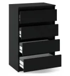 Komoda su 4 stalčiais, juoda, 60 cm, moderni auk&scaron;ta spintelė loft stiliaus svetainei