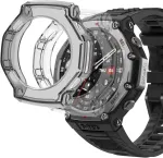 Acadeny [2 dėklų rinkinys, suderinamas su Amazfit T-rex3, juodas permatomas dėklas, [atsparus dėmėms] [atsparus įbrėžimams] itin plonas Tpu apsauginis dėklas