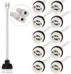 Dicuno gu10 lizdas su 15 cm maitinimo kabeliu ir antgaliais, keraminis pagrindas, vde, ugnies apsaugos renovacijos lizdas, 0,75 mm&sup2; kabelis, 300 w 250 v, atsparus kar&scaron;čiui iki 600 &deg;c, 10 vnt.