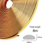 Lomug lipnios apdailos juostelės, 8 m x 8 mm x 2.8 mm, auksinės sienų lubų juostelės, lipnios sienų apdailos juostelės sienoms, spintelėms, luboms, kra&scaron;tams, grindims, plytelėms, kra&scaron;tams (auksinės 8 m)