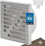 Kotarbau&reg; grindų trapelis 50 mm nerūdijančio plieno kvadratinis du&scaron;o trapelis grindų latakas baltas 150x150 mm