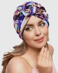 Lahviuu kepurė, 1 vnt., afrikieti&scaron;kas moteri&scaron;kas turbanas, afrikieti&scaron;ki turbanai moterims, gėlių turbanas, afrikieti&scaron;ko ra&scaron;to galvos apdangalas, galvos apdangalai, i&scaron; anksto suri&scaron;ta beanie kepurė, galvos apdangalas, miego kepurė, violetinė