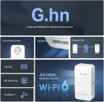 &Scaron;akotuvas Tp-link pgw2440 kit wlan powerline g.3000, 2000 wi-fi, iki 1428 mbps per powerline, gigabit ethernet, papildoma jungtis, plug & play, nesuderinamas su homeplug av/av2