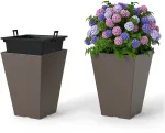 Kvadratinis vazonas su i&scaron;imamu vidiniu indu, rudas, 25,4 &times; 25,4 &times; 35,6 cm, 2 vnt.