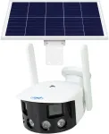 PNI IP590 belaidžio vaizdo stebėjimo kamerų rinkinys su dviem objektyvais, 2 x 2MP, 180 laipsnių kampu, su fotovoltine saulės baterija, 60W galia su 20A akumuliatoriumi, 12V i&scaron;vestis