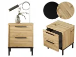 Loft stiliaus naktinis staliukas Luvio ąžuolas, naktinė spintelė, komoda su 2 stalčiais, 40 cm, Loft