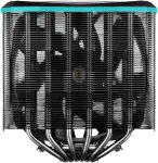 DeepCool Icesleet G6 Stealth &scaron;ilumos vamzdelis, padengtas juodu nikeliu, 6 tiesioginio kontakto su itin tyliu 140 mm ventiliatoriumi, Premium Cpu oro au&scaron;intuvas, suderinamas su Lga 1700 ir Am5