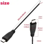 10 vnt. Usb Type-c pigtail laidas, 22awg 5v 3a, su atviru galu