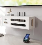 Puioteai Routerio spintelė, Wifi dėžutė, dėžutė routeriams ir laidams paslėpti, routerio lentyna, Tv laidų organizatorius, prie sienos montuojama routerio dėžutė (balta)