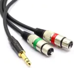 Stiprintuvas Siyear 1/4" Trs Male į Dual Xlr Female mikrofono stereo nesubalansuoto garso konverterio adapterio Y skirstymo kabelis (1.5m)