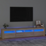 TV staliukas Televizoriaus spintelė su LED ap&scaron;vietimu, ąžuolo, 210x35x40cm