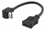 Lankstus HDMI adapteris DELTACO 0,2 m, pakreiptas, HDMI M / F, UHD, juodas / HDMI-21B