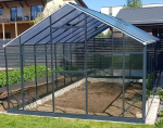 Gamprė Lietuvi&scaron;kas &scaron;iltnamis SANUS Hybrid UP! L-3, 2,20 x 1,50, dažyto aliuminio konstrukcija, 4mm grūdinto stiklo danga sienoms/6mm polikarbonatinė danga stogui (Sienos auk&scaron;tis 170cm), 1 stoglangis