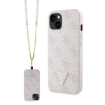Apple iPhone 14 Pro Max Guess dėklas Crossbody 4G Metal Logo (GUHCP14XP4TDSCPP) rožinės spalvos