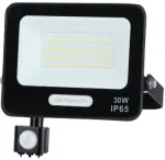 30W LED prožektorius su judesio davikliu, juodas, 4000K