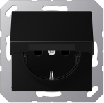 Jung Ki&scaron;tukinis lizdas su įžeminimu ir dangteliu SCHUKO, matinės juodos sp.