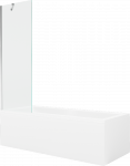 Vonia Mexen Cubik su apdaila ir stiklo sienele, 160x70 cm + 60 cm, Baltas+Chrome/Transparent
