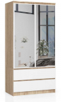 Spinta s 90 cm 2 durys 2 stalčiai 2 veidrodžiai sonoma /, Baltas