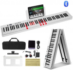88 klavi&scaron;ų sulankstomas pianinas, ne&scaron;iojamas, Bluetooth MIDI, skaitmeninis, baltas, elektroninis klaviatūra